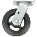 Global Equipment Heavy Duty Swivel Plate Caster 6" Mold-on Rubber Wheel 500 lb. Capacity 62-6ML